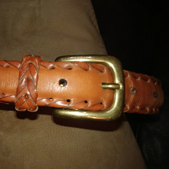 italian leather Other - Italian leather whip stitch belt brass buckle